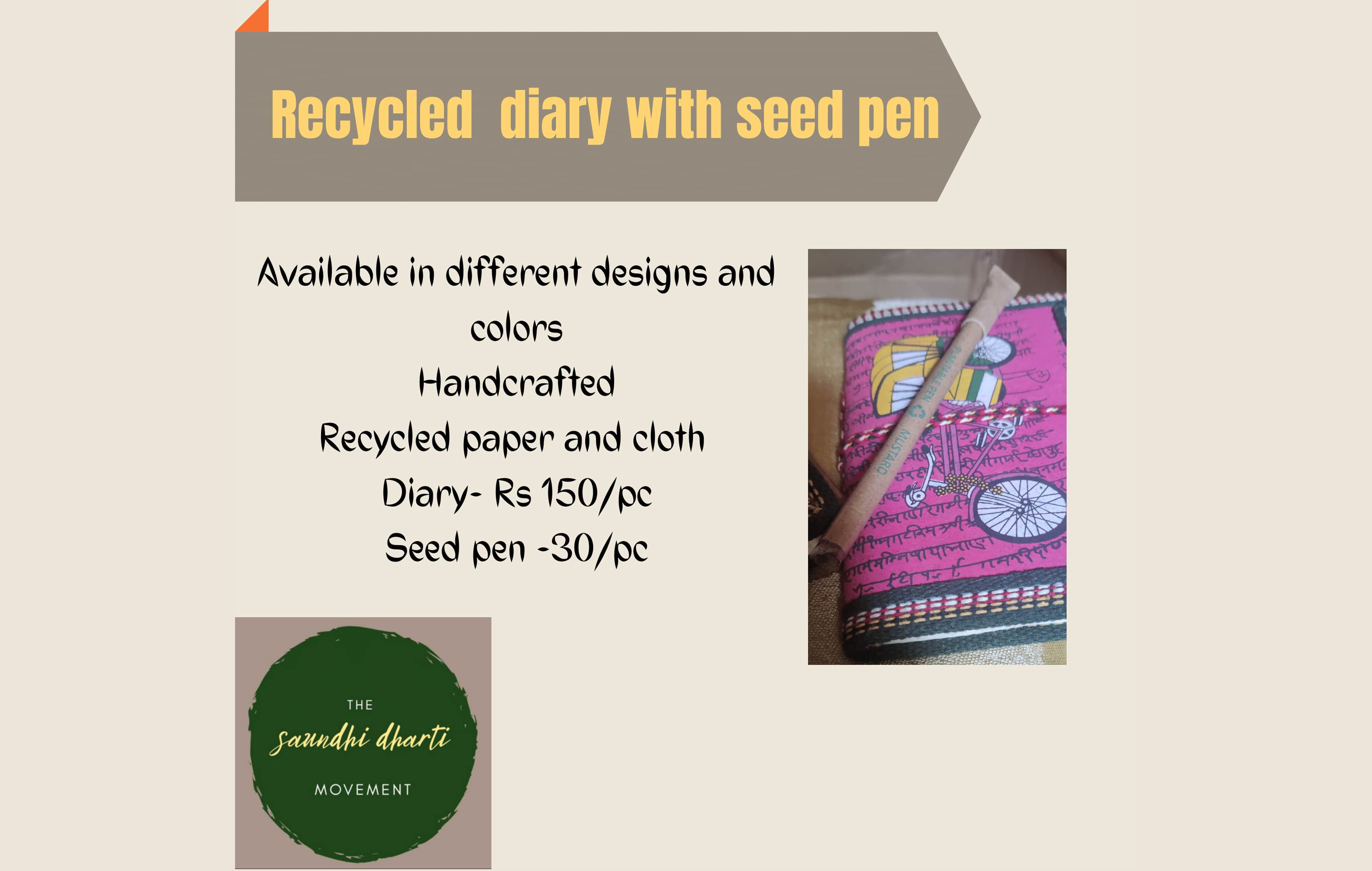 Recycled Diary With Seed Pen