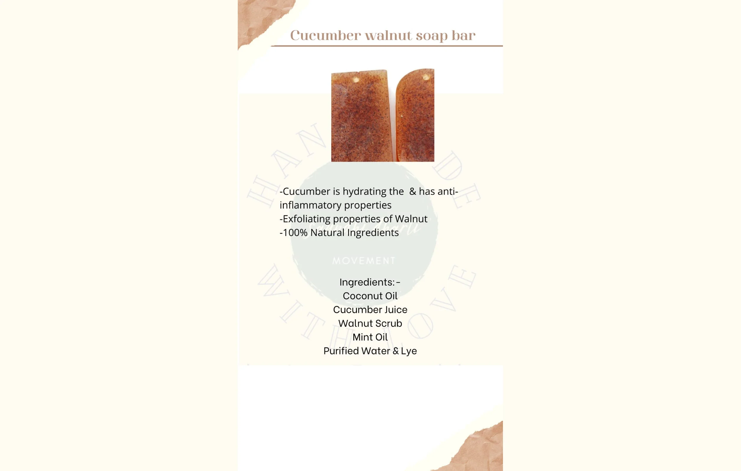 Cucumber Walnut Soap Bar