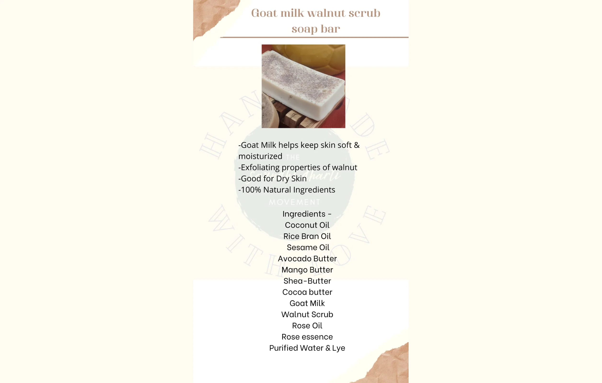 Goat Milk Walnut Scrub Soap Bar